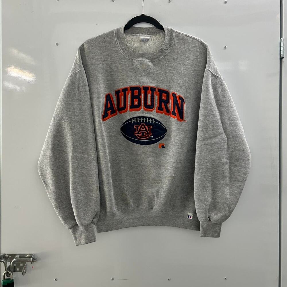 VTG 90s Grey and orange Russell Athletic Auburn University crewneck sweatshirt